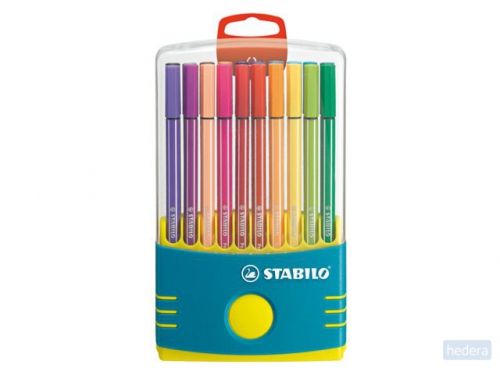 Viltstift STABILO Pen 68/20 ColorParade in antraciet/turquoise etui medium assorti etui à 20 stuks
