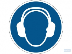Mandatory sticker \'Use ear protection\' Ø 430 mm