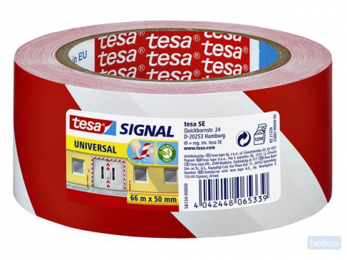 Tesa waarschuwingstape Universal, ft 50 mm x 66 m, rood/wit