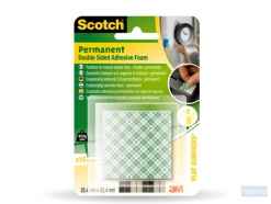 Scotch dubbelzijdige herkleefbare vierkantjes voor montage, 25.4x25.4mm, pak à 16 stuks