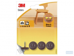 3M Move & Protect meubelglijders met schroef, ø 19mm, bruin, 4 stuks in blisterverpakking