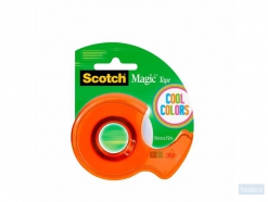 Scotch 810 Magic™ onzichtbaar plakband, 19mmx19m, op Cool Colors dispenser (assorti kleuren), doos à 12 stuks