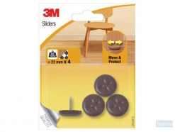 3M Move & Protect meubelglijders met schroef, ø 22mm, bruin, 4 stuks in blisterverpakking