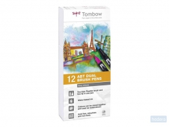Tombow ABT Dual Brush pen, dubbelzijdig (0.8mm en 0.8/3.3mm), assorti grijs  kleuren, doos à 12 stuks