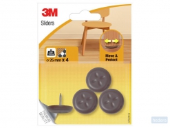 3M Move & Protect meubelglijders met schroef, ø 25mm, bruin, 4 stuks in blisterverpakking